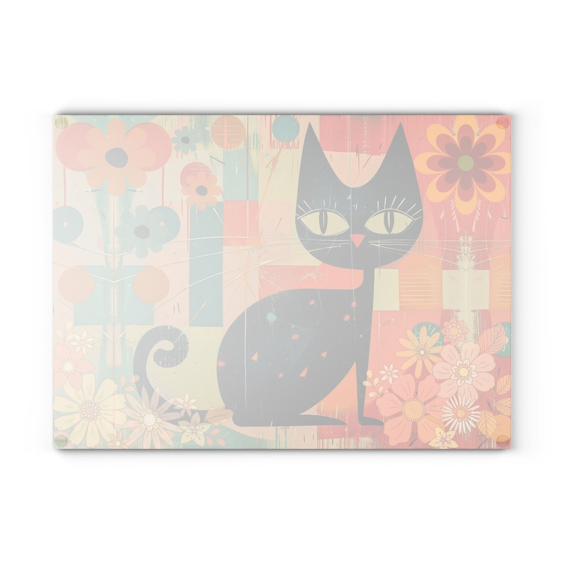 Retro Cat Cutting Board for Meat Veggies Fruits, Ideal Host Gift Kitchenware