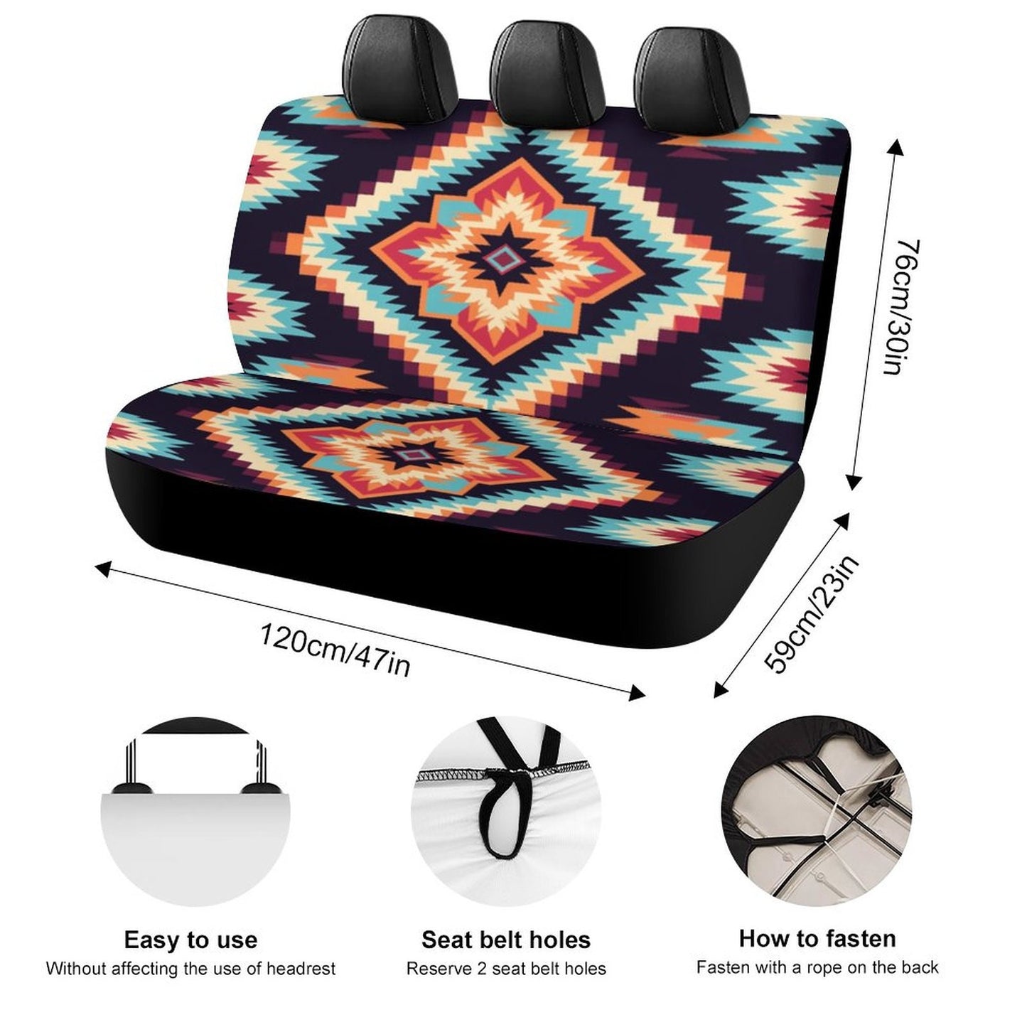 Southwestern Native Car Seat Cover: Western-Inspired Automobile Accessory for Back Protection