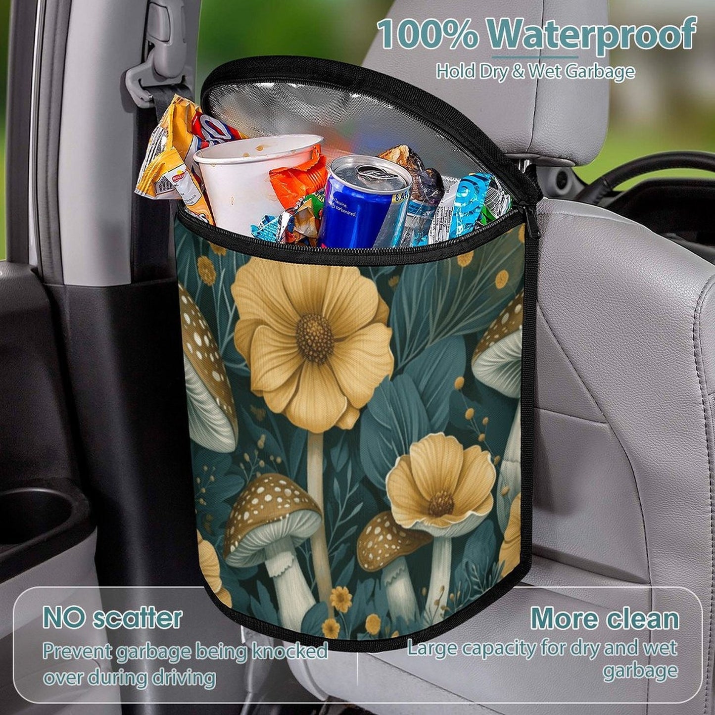 Mushroom Car Trash Bin: RV Accessory & Camping Gift - Decorative Automotive Organizer