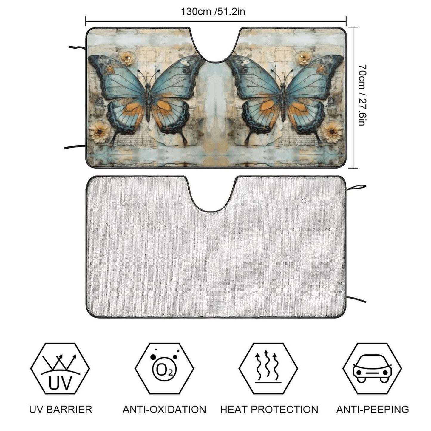Butterfly Windshield Sunshade: Car Accessory for UV Protection and Decorative Vehicle Gift
