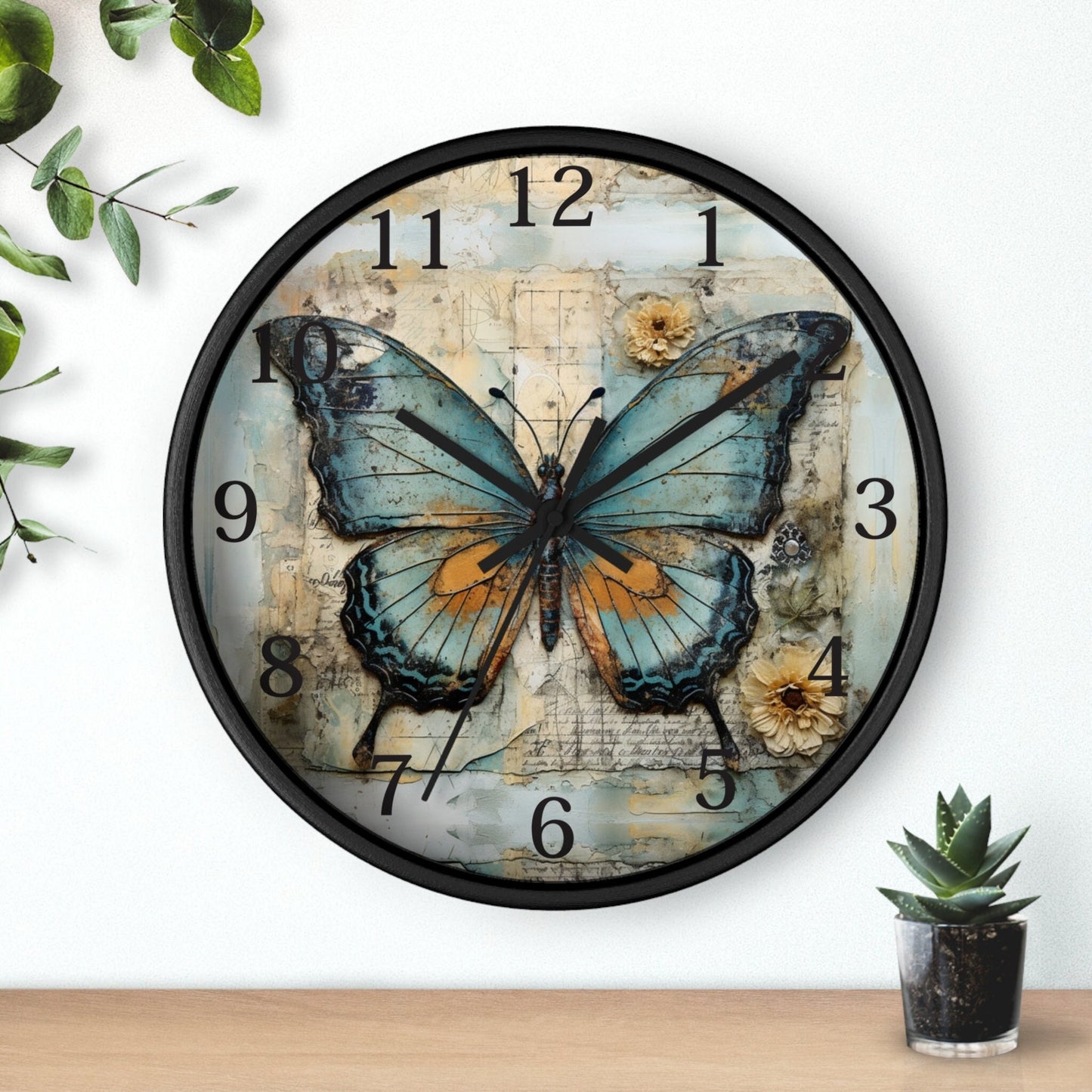 Bohemian Butterfly Wall Clock: Silent Timepiece for Home Decor, Artistic Gift for Nature Lovers