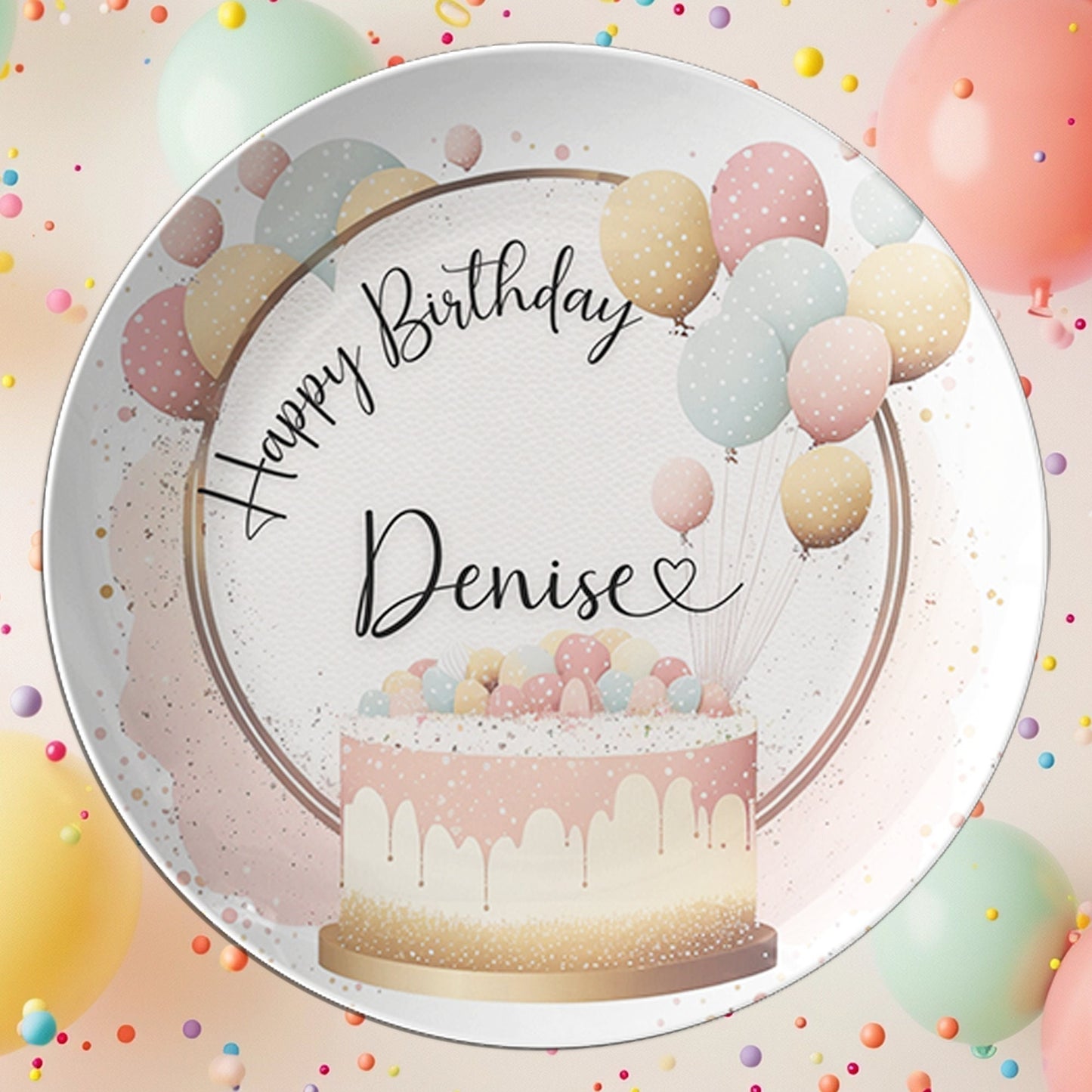 Personalized Birthday Balloon Cake Plate - USA Dinnerware for Festive Celebrations