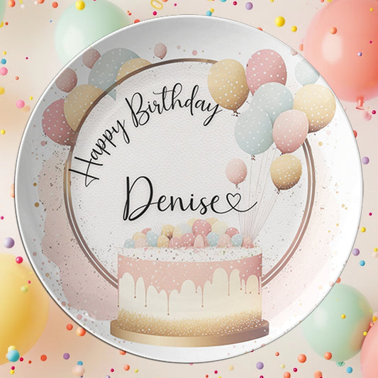 Personalized Birthday Balloon Cake Plate - USA Dinnerware for Festive Celebrations