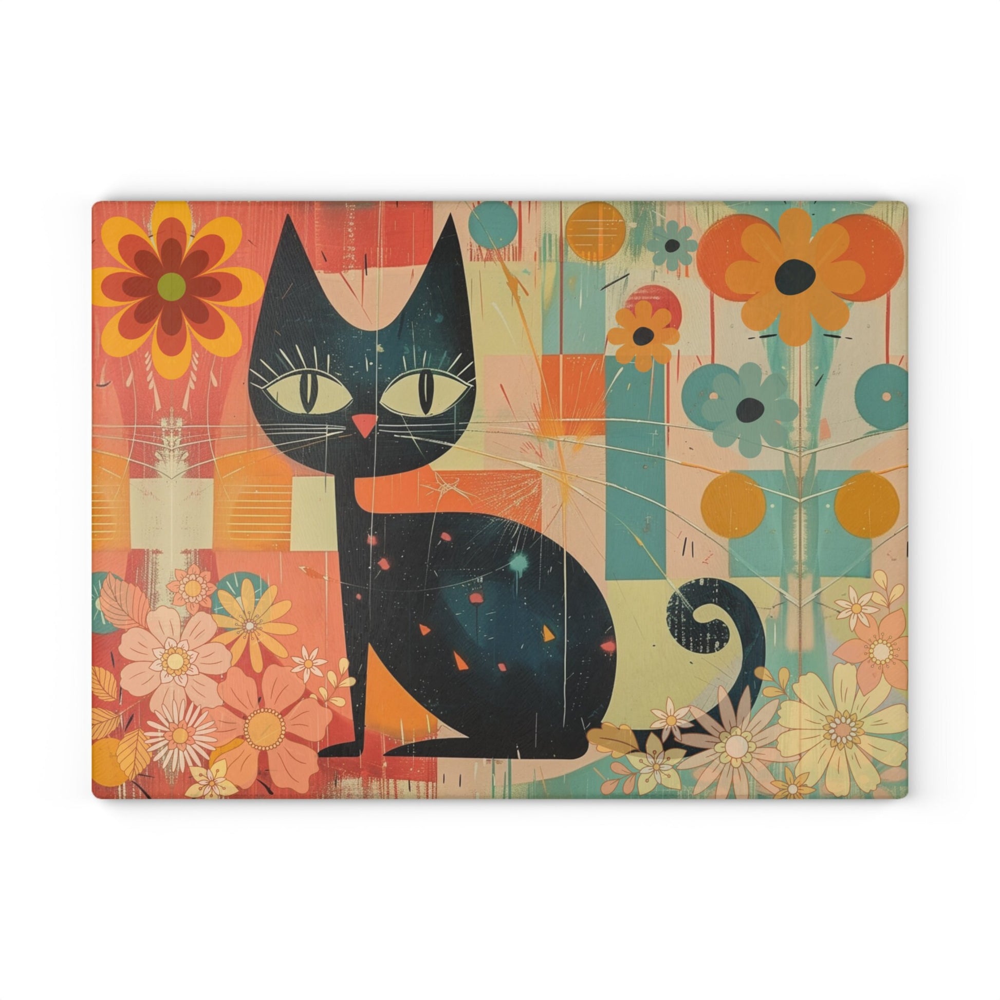 Retro Cat Cutting Board for Meat Veggies Fruits, Ideal Host Gift Kitchenware