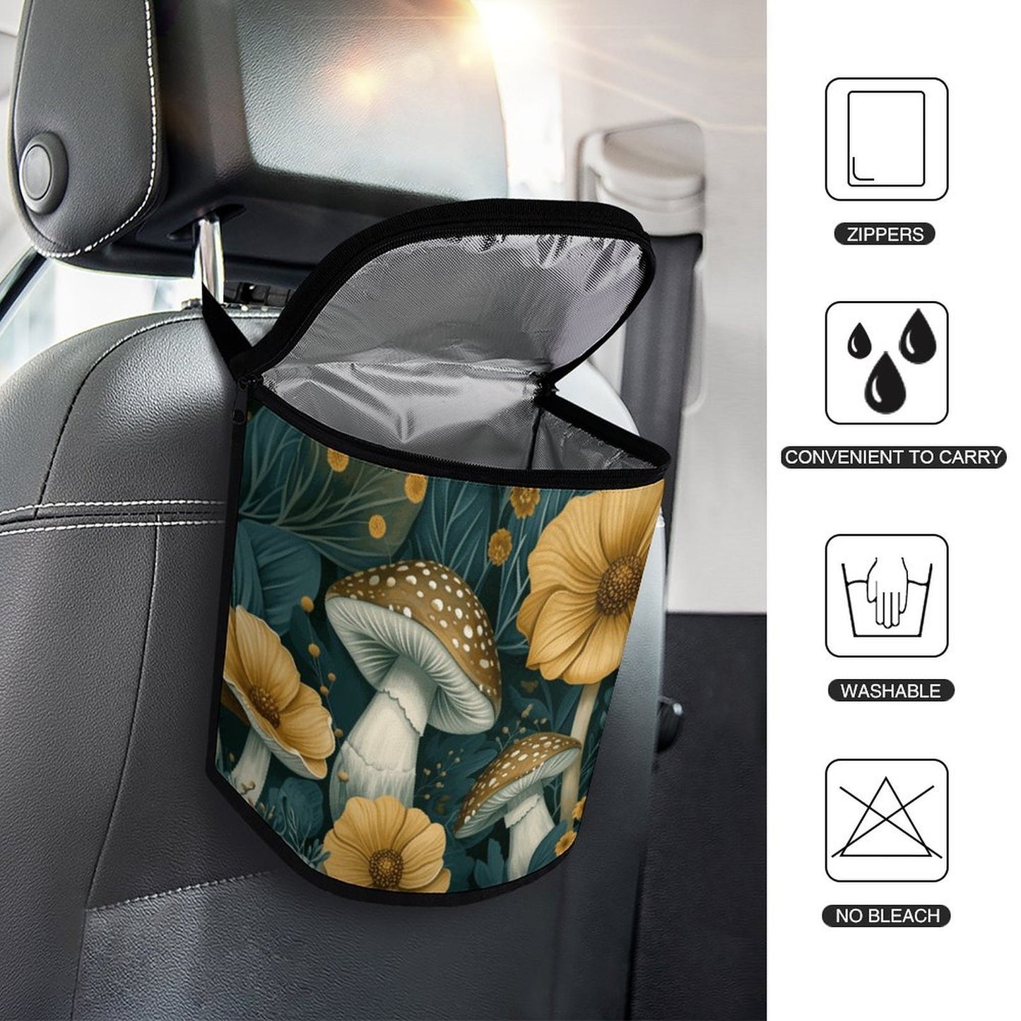Mushroom Car Trash Bin: RV Accessory & Camping Gift - Decorative Automotive Organizer