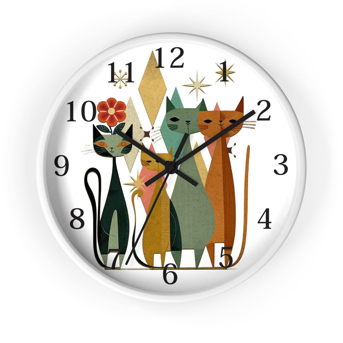 Retro Wooden Cat Wall Clock: Silent Timepiece for Whimsical Home Decor