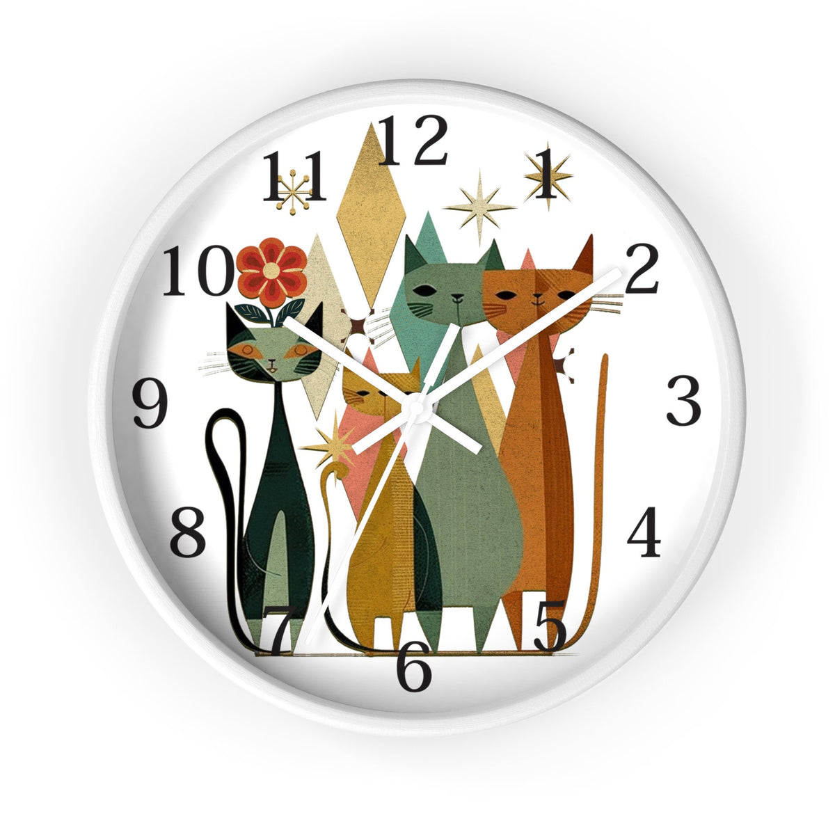 Retro Wooden Cat Wall Clock: Silent Timepiece for Whimsical Home Decor