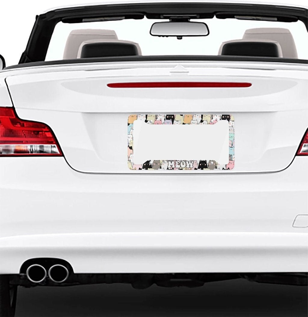 Cute Cat License Plate Frame for Cat Lovers - Unique Gift Idea and Car Accessory