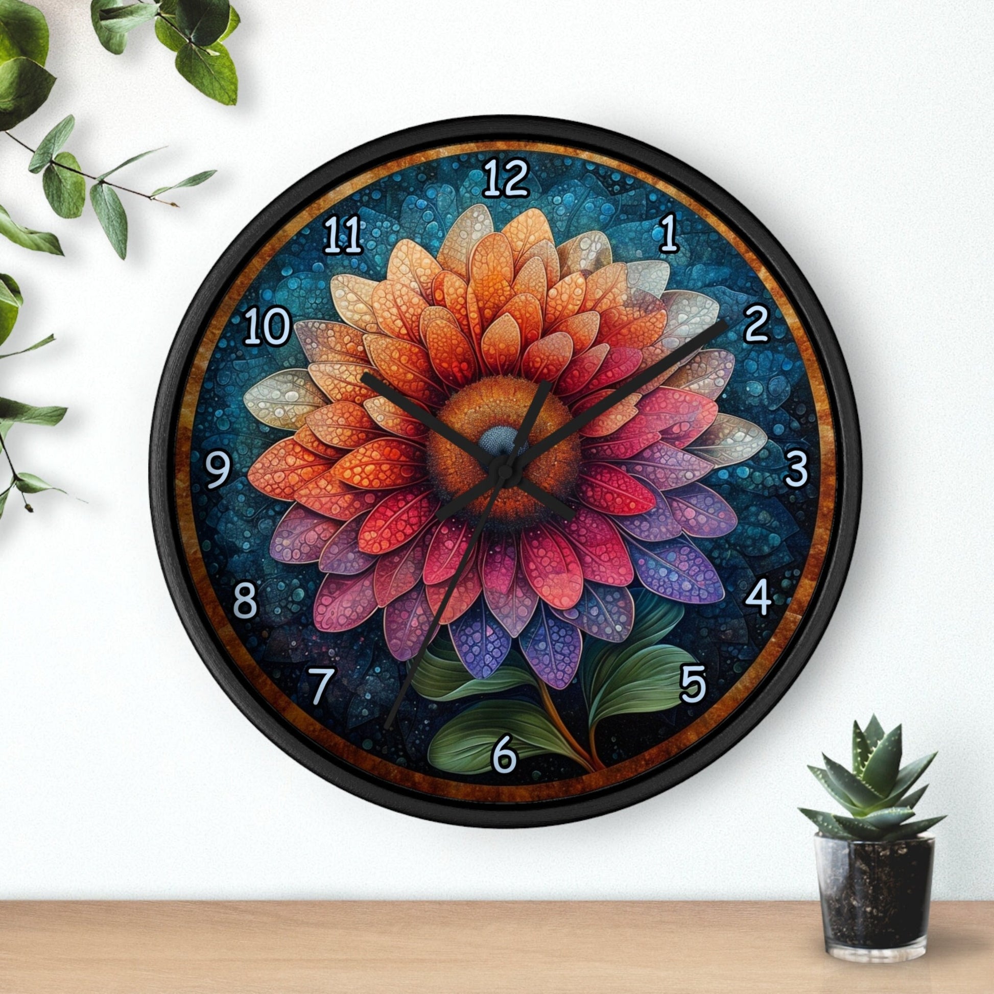 Mandala Wall Clock, Mandala Flower Clock, Flower Wall Clock, Round Wall Clock, Clock with Numbers, Unique Flower Clock