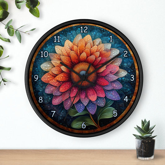Mandala Wall Clock, Mandala Flower Clock, Flower Wall Clock, Round Wall Clock, Clock with Numbers, Unique Flower Clock