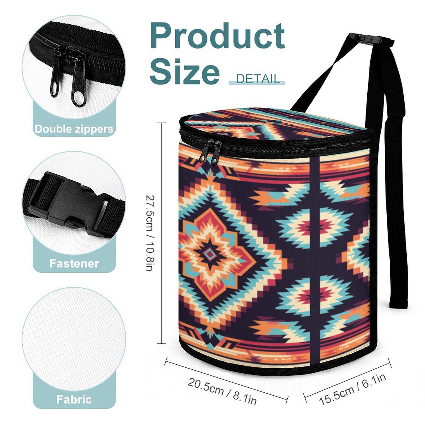Collapsible Native-Designed Car Trash Bin: Decorative Foldable Auto Garbage Container for Vehicle Organization