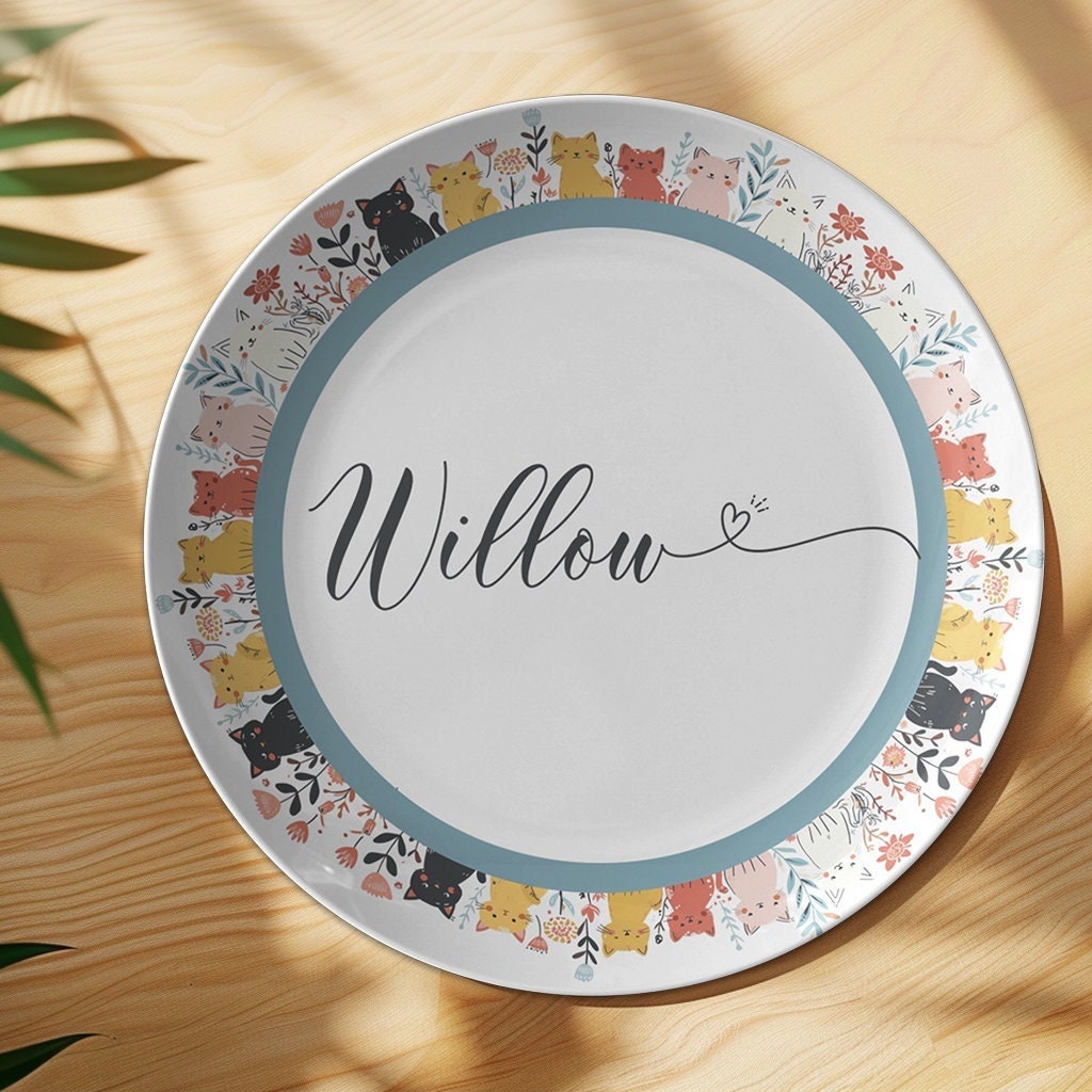 Personalized Cat Food Plate: Custom Kitty Dish, Decorative Pet Bowl
