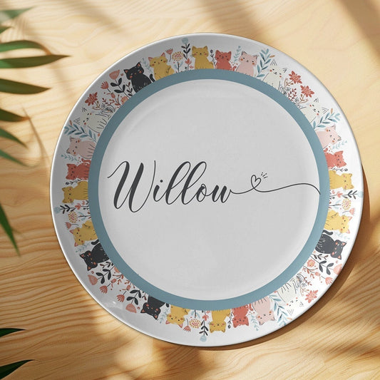 Personalized Cat Food Plate: Custom Kitty Dish, Decorative Pet Bowl