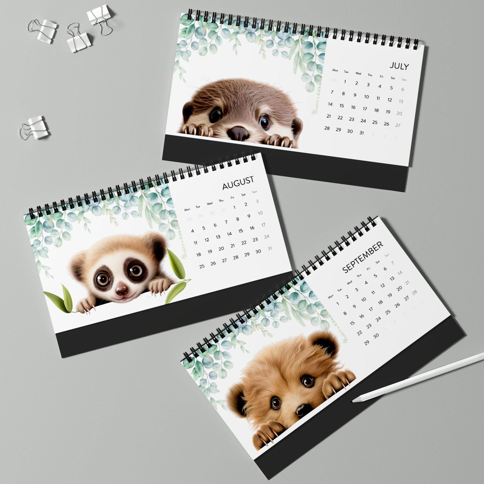 Adorable Animal Desk Calendar 2025 - Cute Office Decor Year Planner