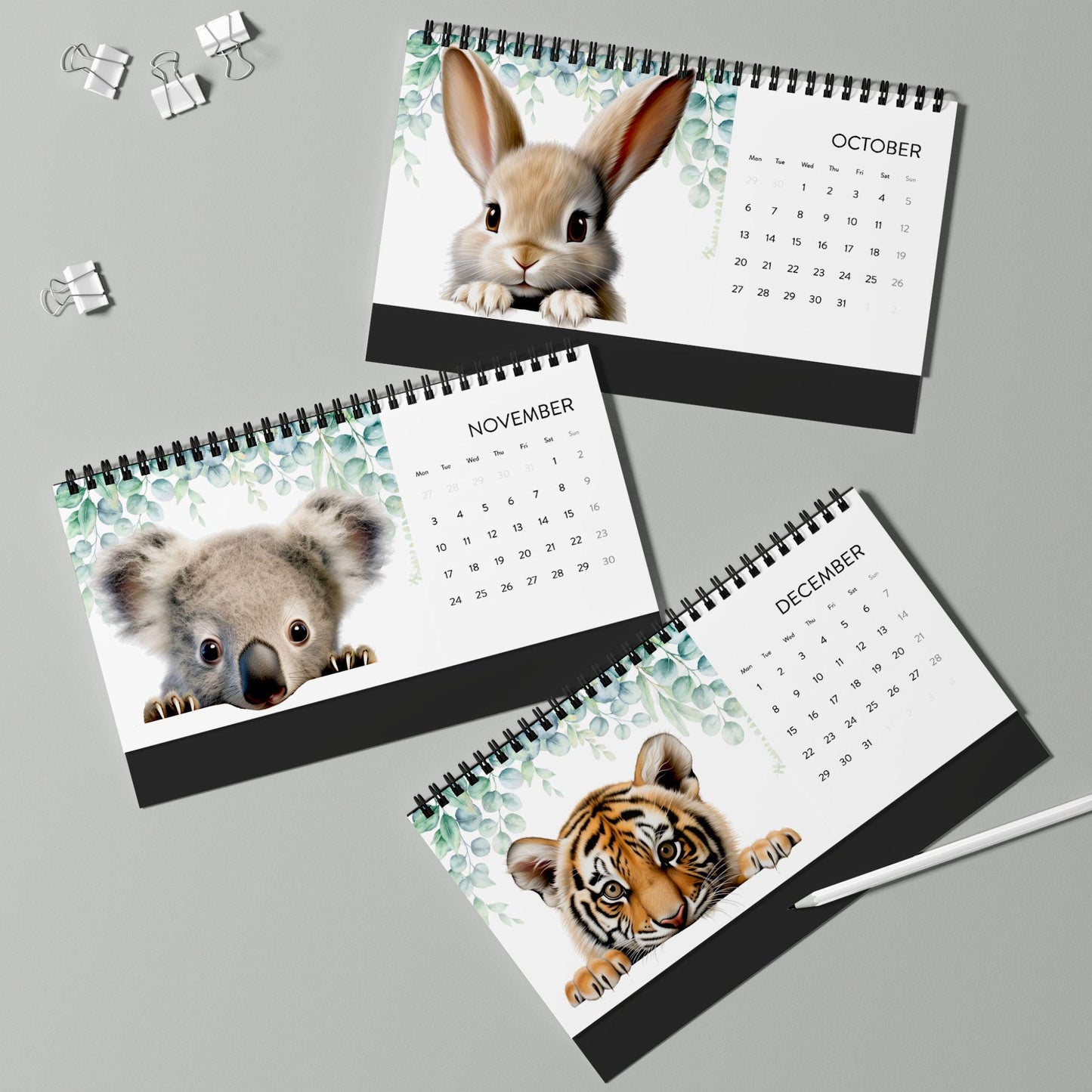 Adorable Animal Desk Calendar 2025 - Cute Office Decor Year Planner