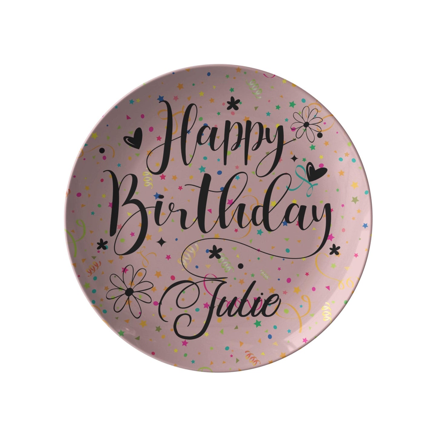 Custom Pink Birthday Plate Melamine Reusable Tableware Celebration Gift