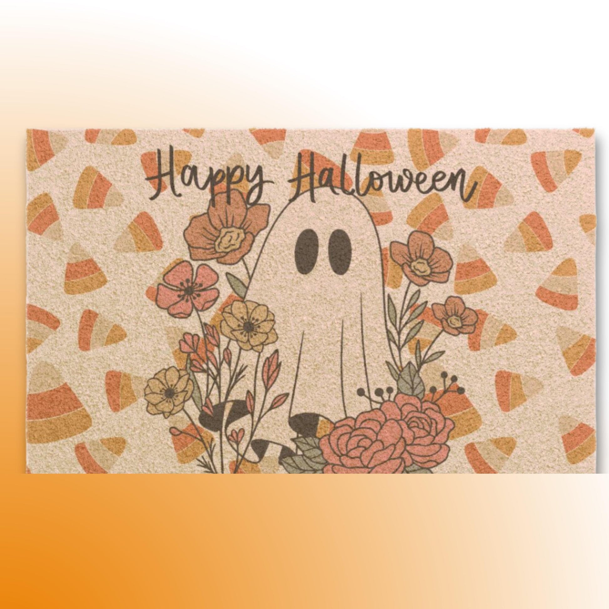 Spooky Ghost Themed Halloween Entry Mat for Porch, Festive Decor