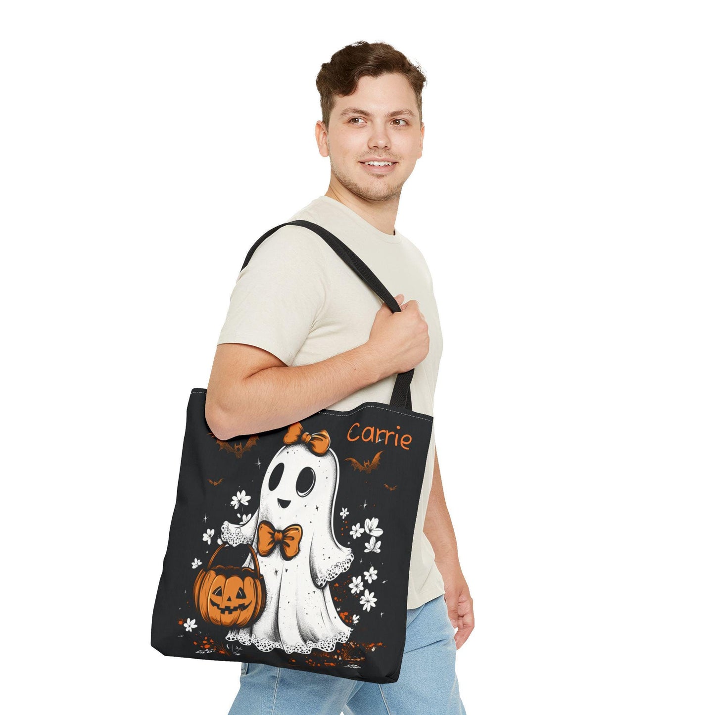 Personalized Halloween Ghost Bag with Custom Name Trick or Treat
