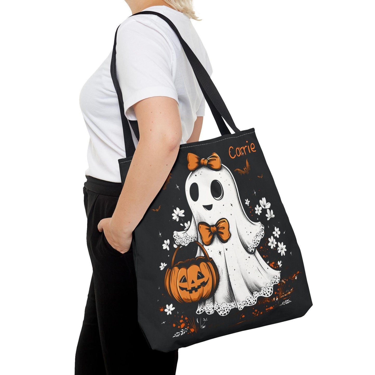 Personalized Halloween Ghost Bag with Custom Name Trick or Treat