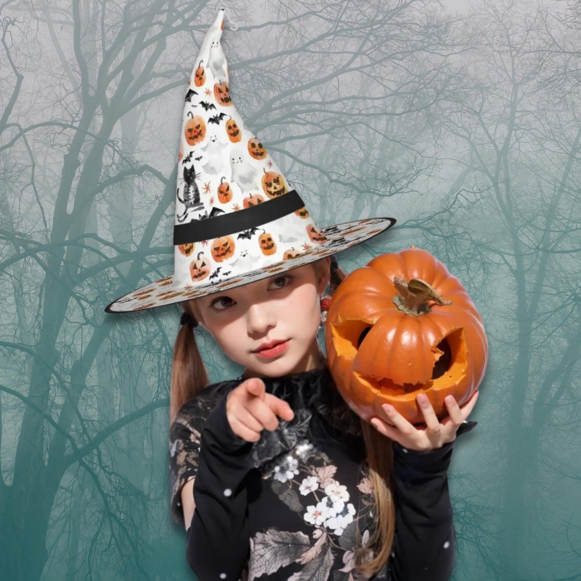 LED Halloween Witch Hat with Lights for Costume Parties and Decorations