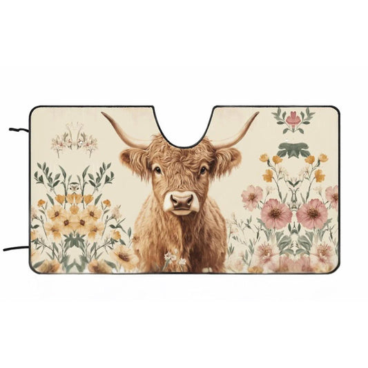 Highland Cow Windshield Sun Shade: Vehicle Cooling Protection for Car & SUV