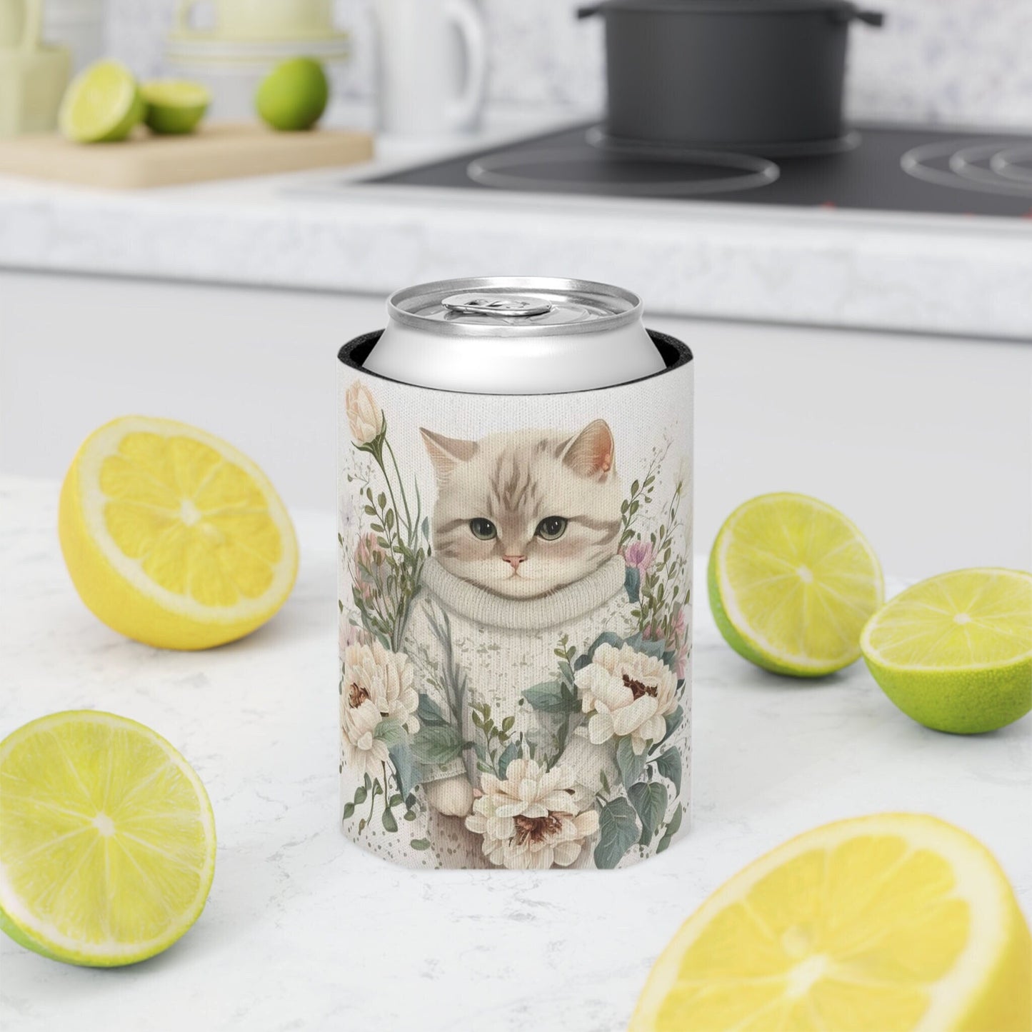 Cat-Themed Can Cooler: Insulated Beer Sleeve Gift for Feline Lovers