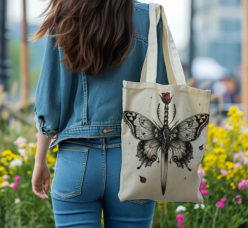 Butterfly Sword Tote Bag - Cool, Cute, Thoughtful, and Practical Gift Idea