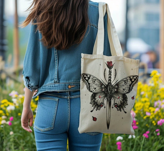 Butterfly Sword Tote Bag - Cool, Cute, Thoughtful, and Practical Gift Idea