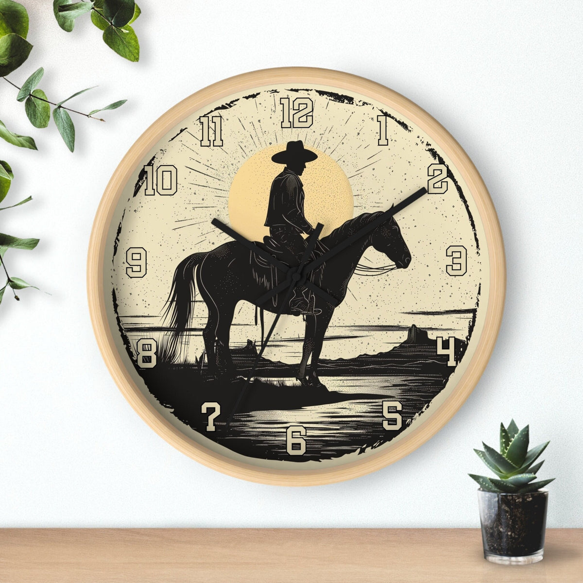 Rustic Western Cowboy Wall Clock: Decorative Timepiece for Ranch, Home, Office - Thoughtful Gift