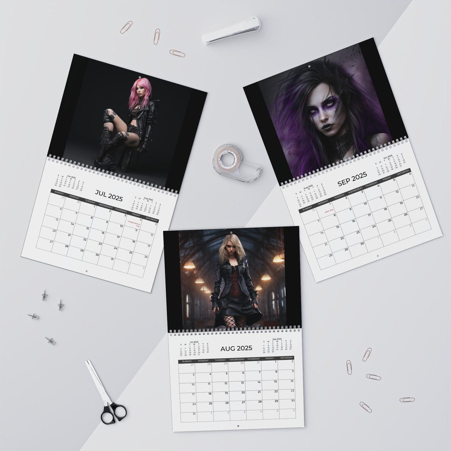 2025 Gothic Women Calendar - Unique Artwork, Dark Fantasy Wall Décor