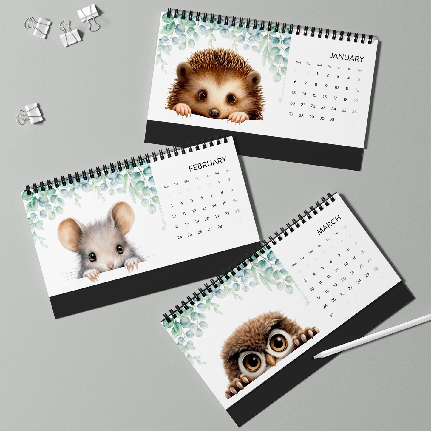 Adorable Animal Desk Calendar 2025 - Cute Office Decor Year Planner