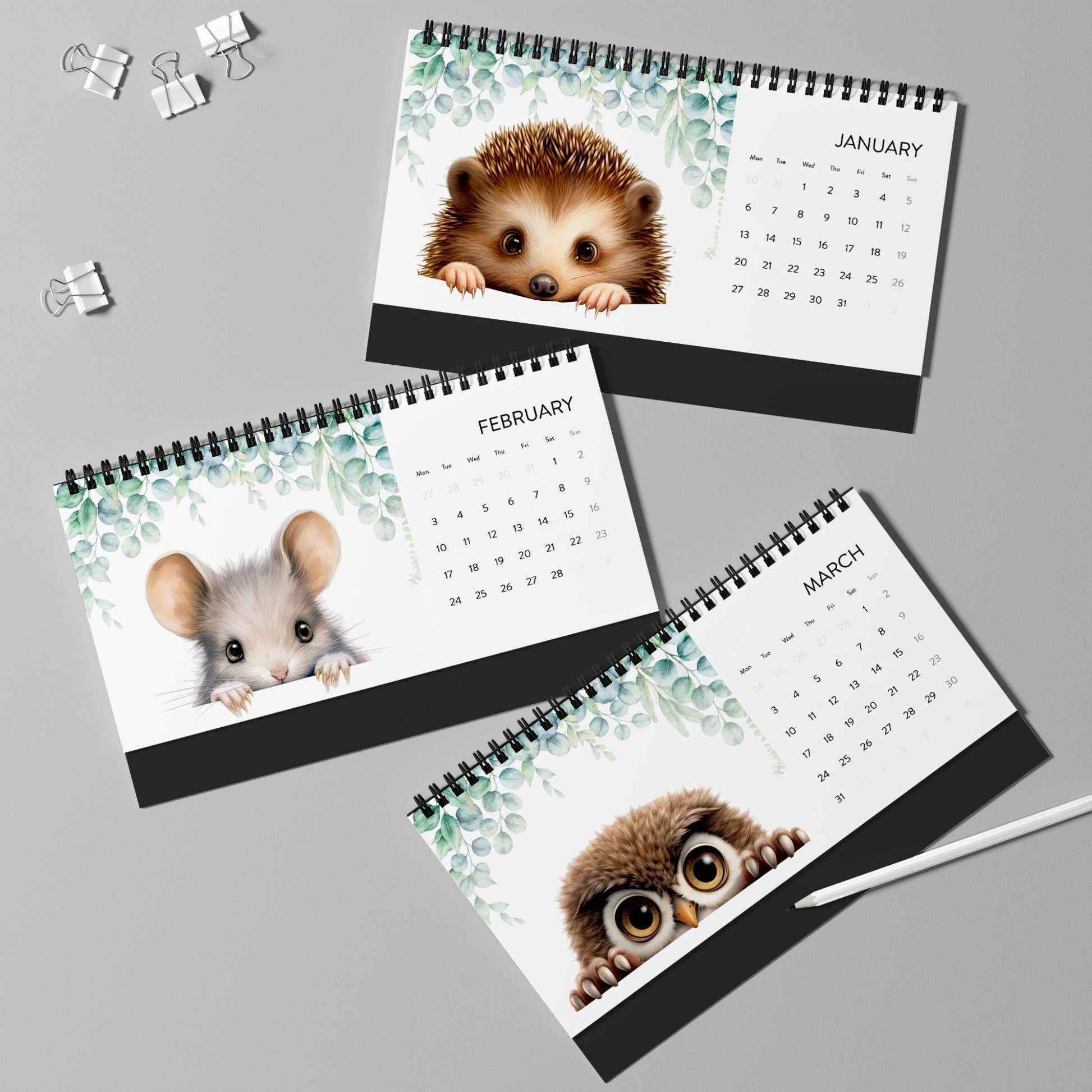 Adorable Animal Desk Calendar 2025 - Cute Office Decor Year Planner