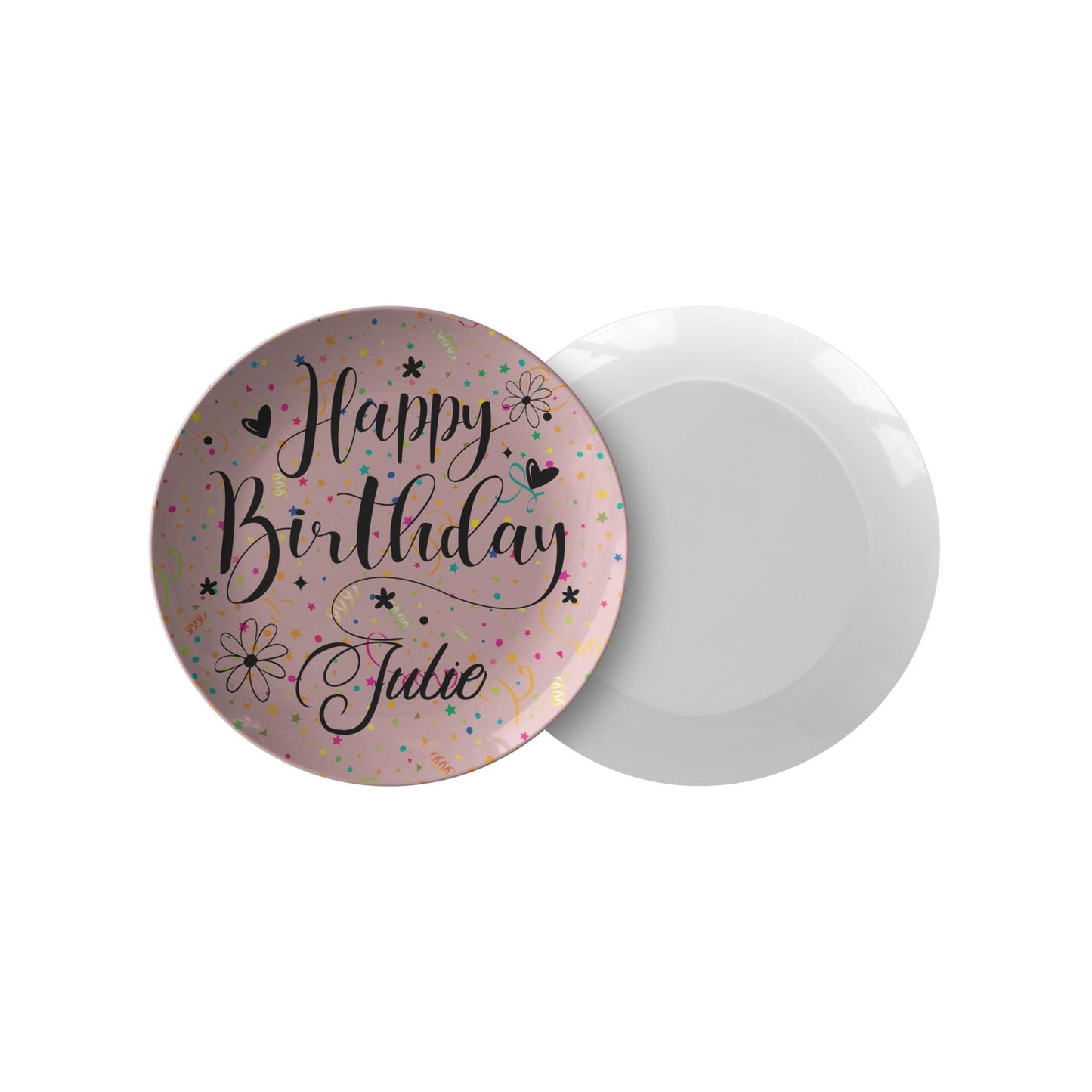 Custom Pink Birthday Plate Melamine Reusable Tableware Celebration Gift