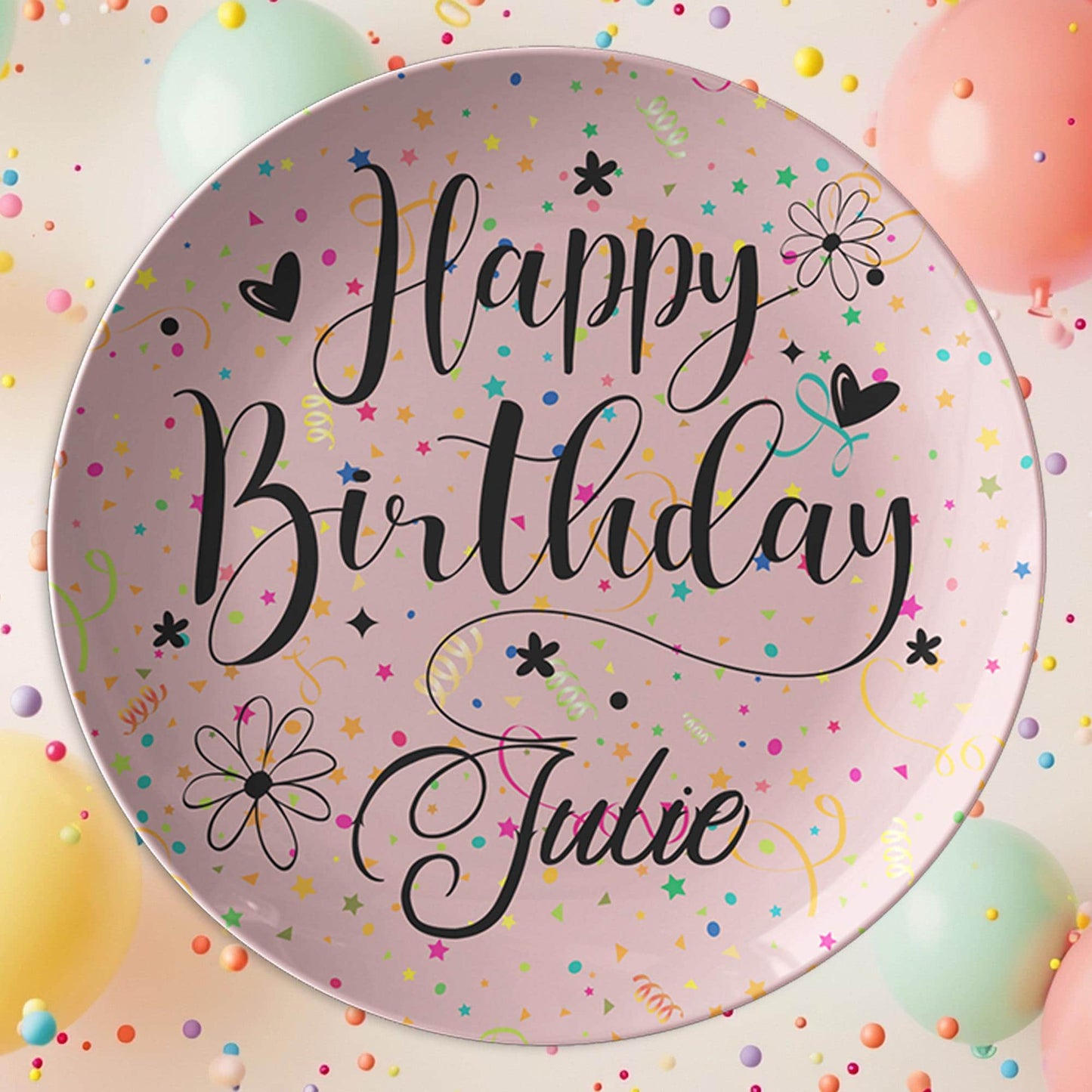 Custom Pink Birthday Plate Melamine Reusable Tableware Celebration Gift