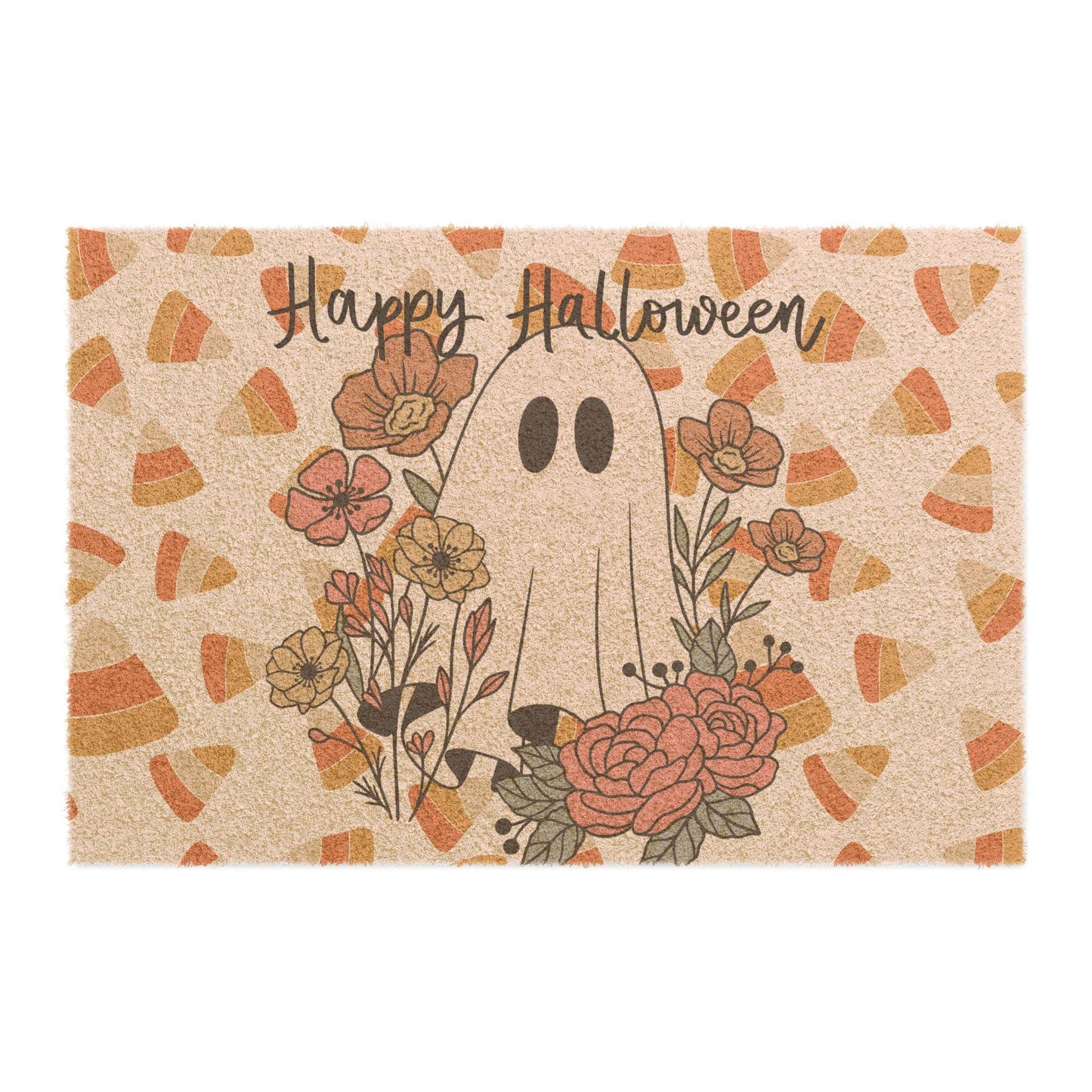 Spooky Ghost Themed Halloween Entry Mat for Porch, Festive Decor