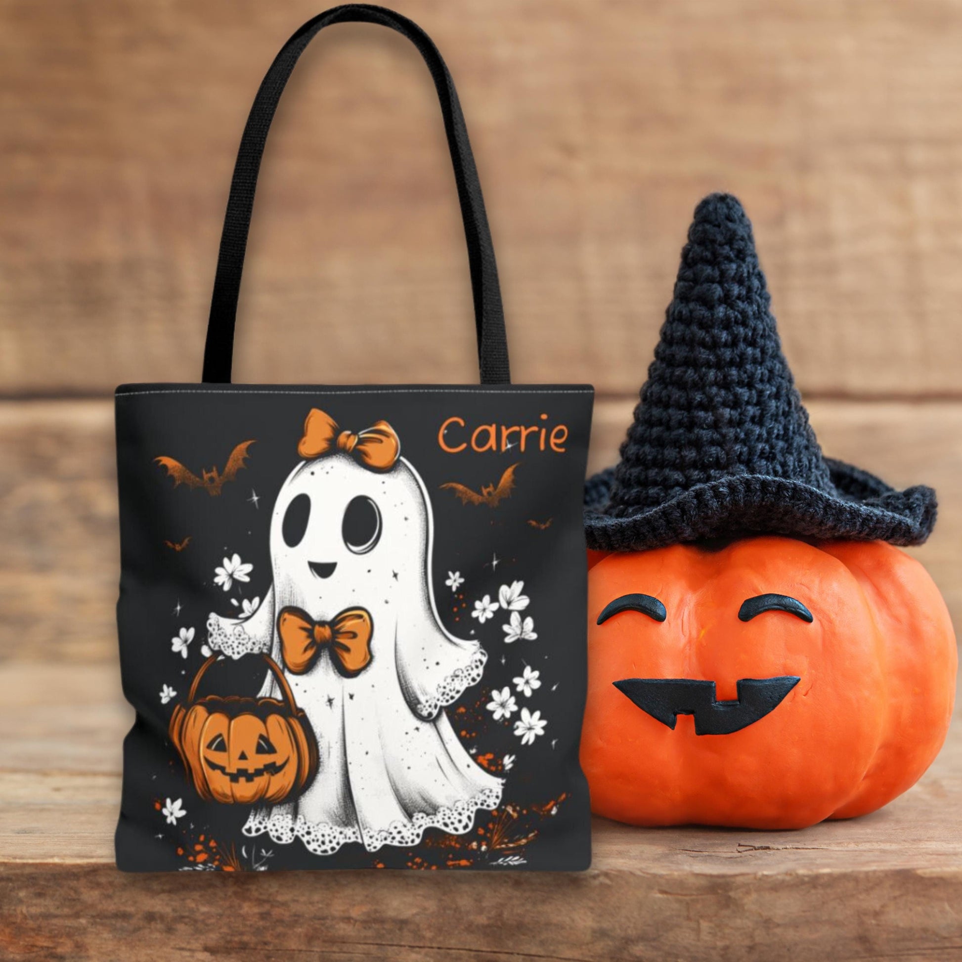 Personalized Halloween Ghost Bag with Custom Name Trick or Treat