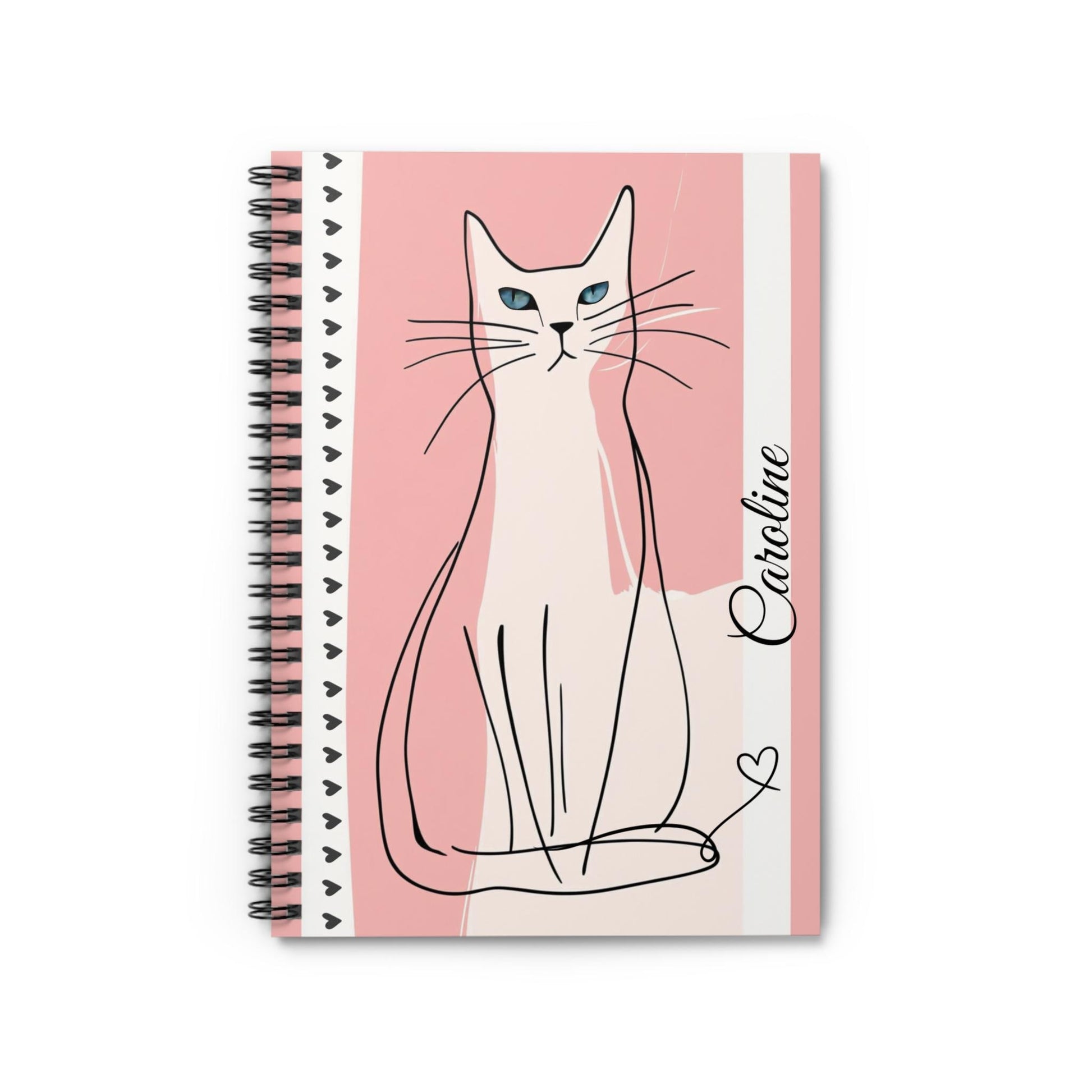 Personalized Feline Diary with Custom Name - Cute Spiral Notebook Gift