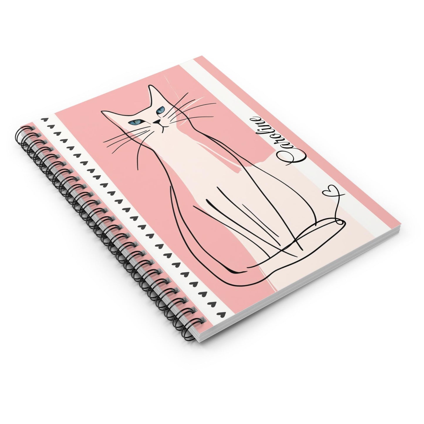 Personalized Feline Diary with Custom Name - Cute Spiral Notebook Gift