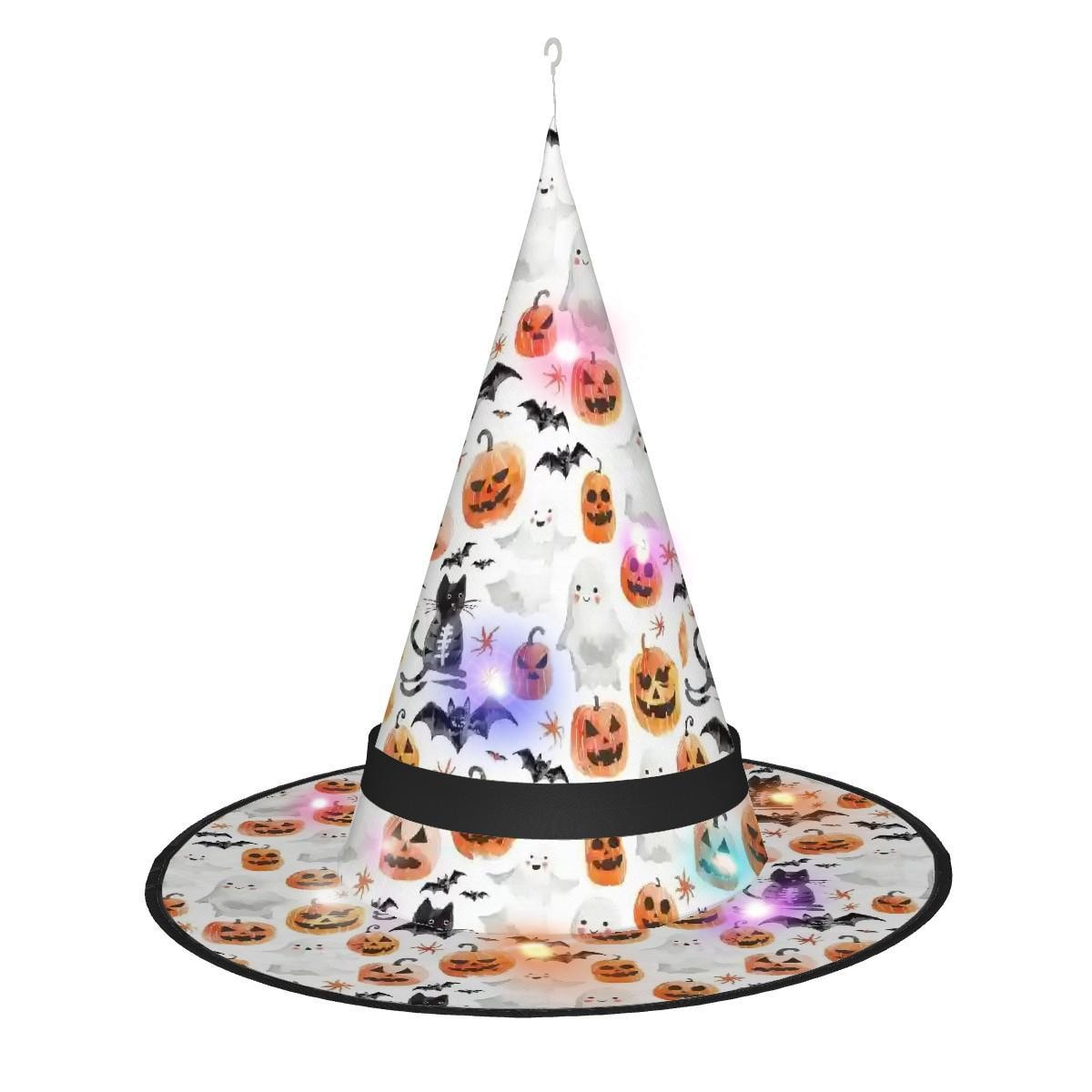 LED Halloween Witch Hat with Lights for Costume Parties and Decorations
