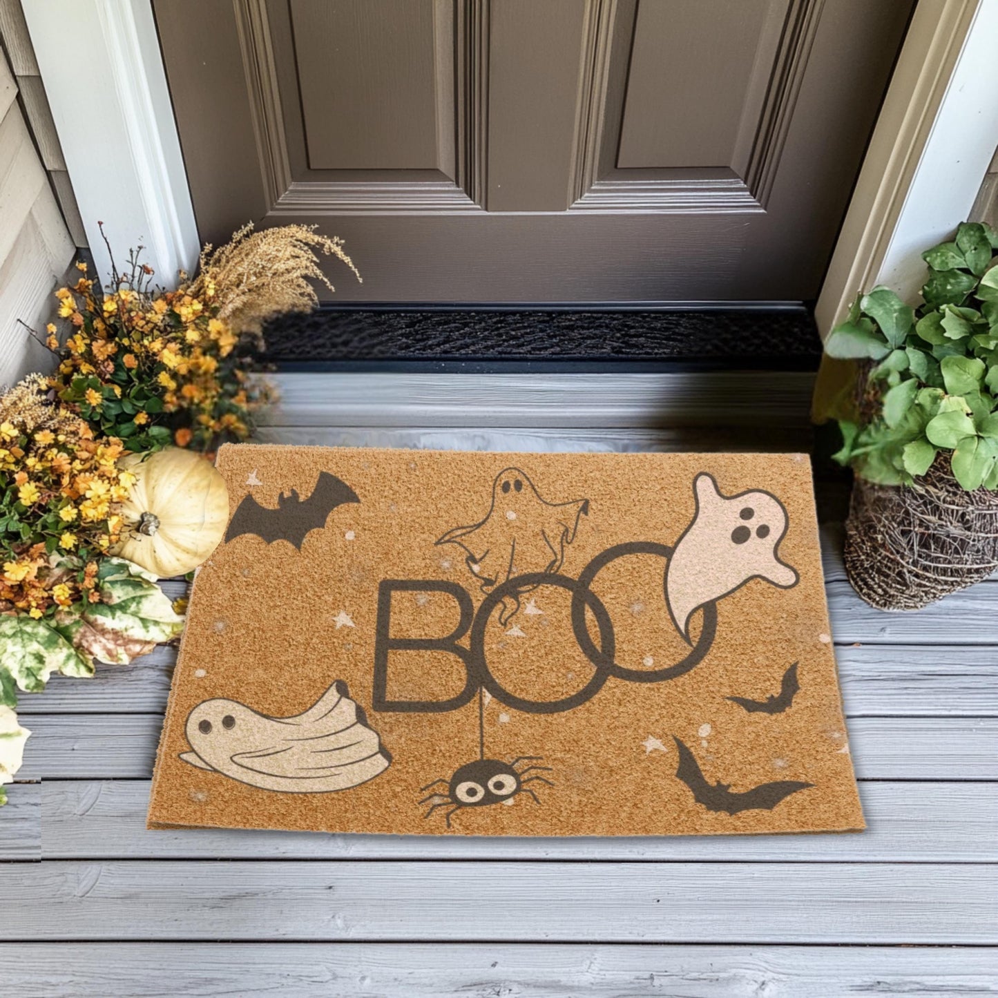 Otherworldly Haunted Halloween Doormat, Personalized Coir, 24 × 16 Inch