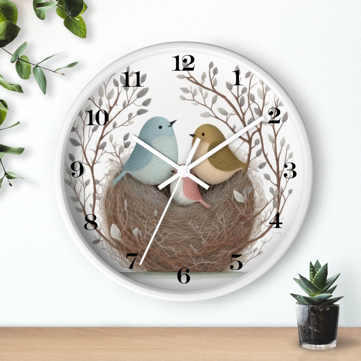 Bird Wall Clock, 10 x 10 Silent Family Of Plexiglass Face