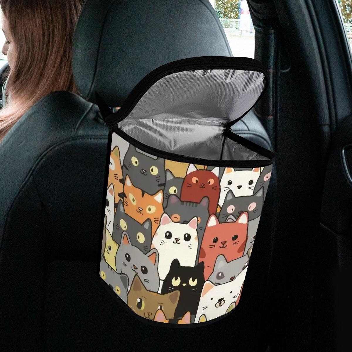 Cat Trash Bin: Space-Saving Auto Accessory for Drivers - Ideal Gift & Organizer