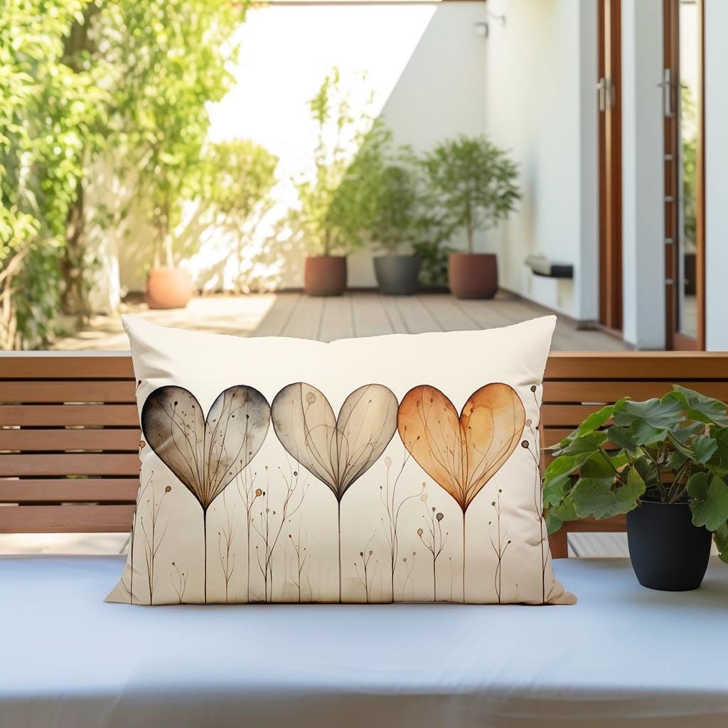 Heart Cushion Beige Lumbar Support Pillow Gift Decor Comfortable Anniversary Valentine Minimalist Accent