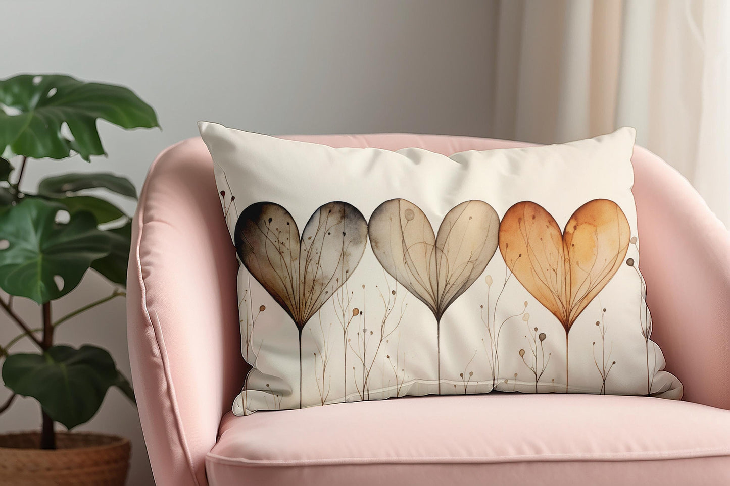 Heart Cushion Beige Lumbar Support Pillow Gift Decor Comfortable Anniversary Valentine Minimalist Accent