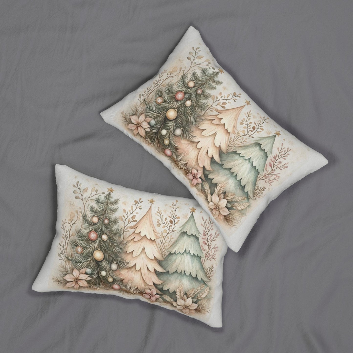 Christmas Tree Lumbar Pillow: Holiday Accent Cushion for Cozy Farmhouse Decor
