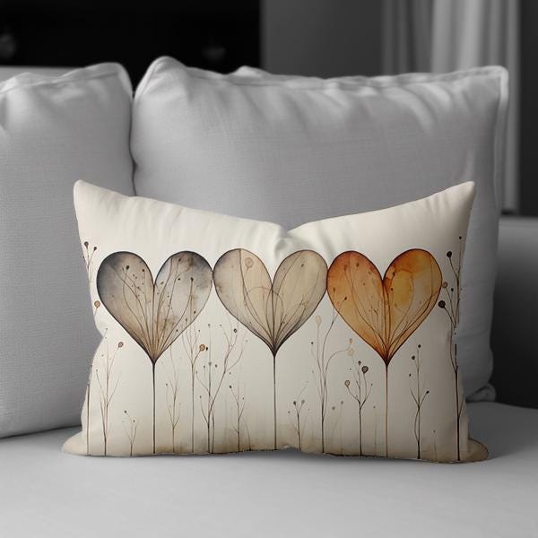Heart Cushion Beige Lumbar Support Pillow Gift Decor Comfortable Anniversary Valentine Minimalist Accent