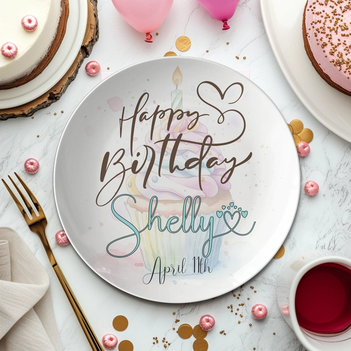 Personalized Birthday Cupcake Plate: Unbreakable Polymer Keepsake