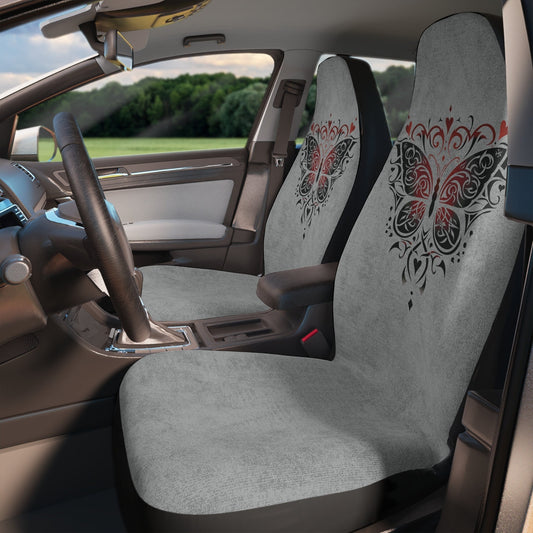 Gray Butterfly Car Seat Covers: Polyester Set for Vehicle Interior Protection and Decoration