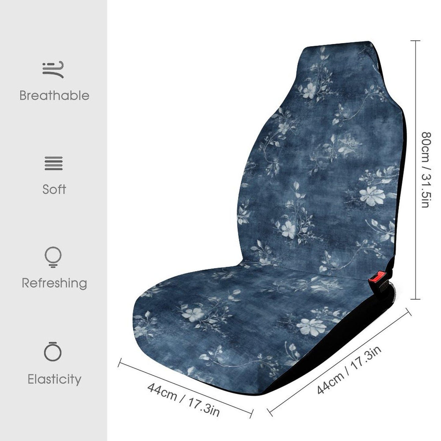 Floral Denim Car Seat Covers: Stylish Protection for Vehicle Interior, Easy Install & Washable