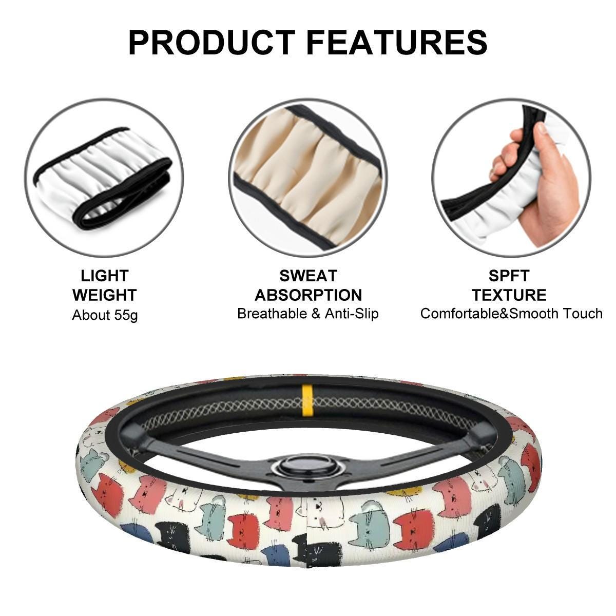 Feline-Inspired Steering Wheel Protector: Comfy Grip & Stylish Car Accessory for Cat Lovers